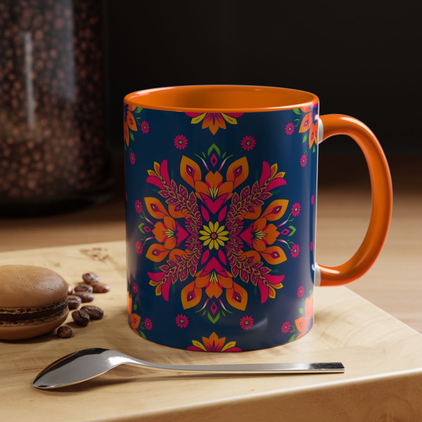 Accent Coffee Mug, Gemini, Zodiac v2, Flower Pattern, (11, 15oz)