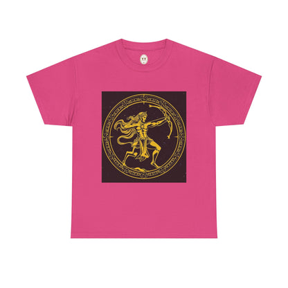 Unisex Heavy Cotton T-Shirt, Mythical Faun/Satyr v1, Sagittarius Zodiac Design