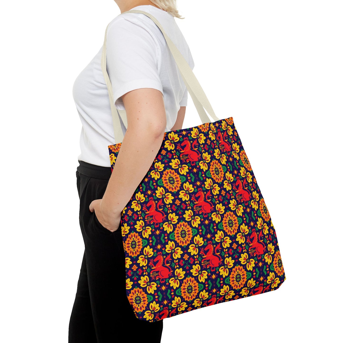 Tote Bag (AOP), Virgo, Zodiac, Flower Pattern