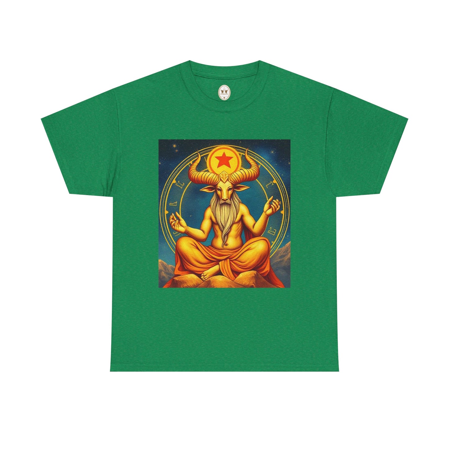 Unisex Heavy Cotton T-Shirt, Meditating Bull, Taurus Zodiac Design