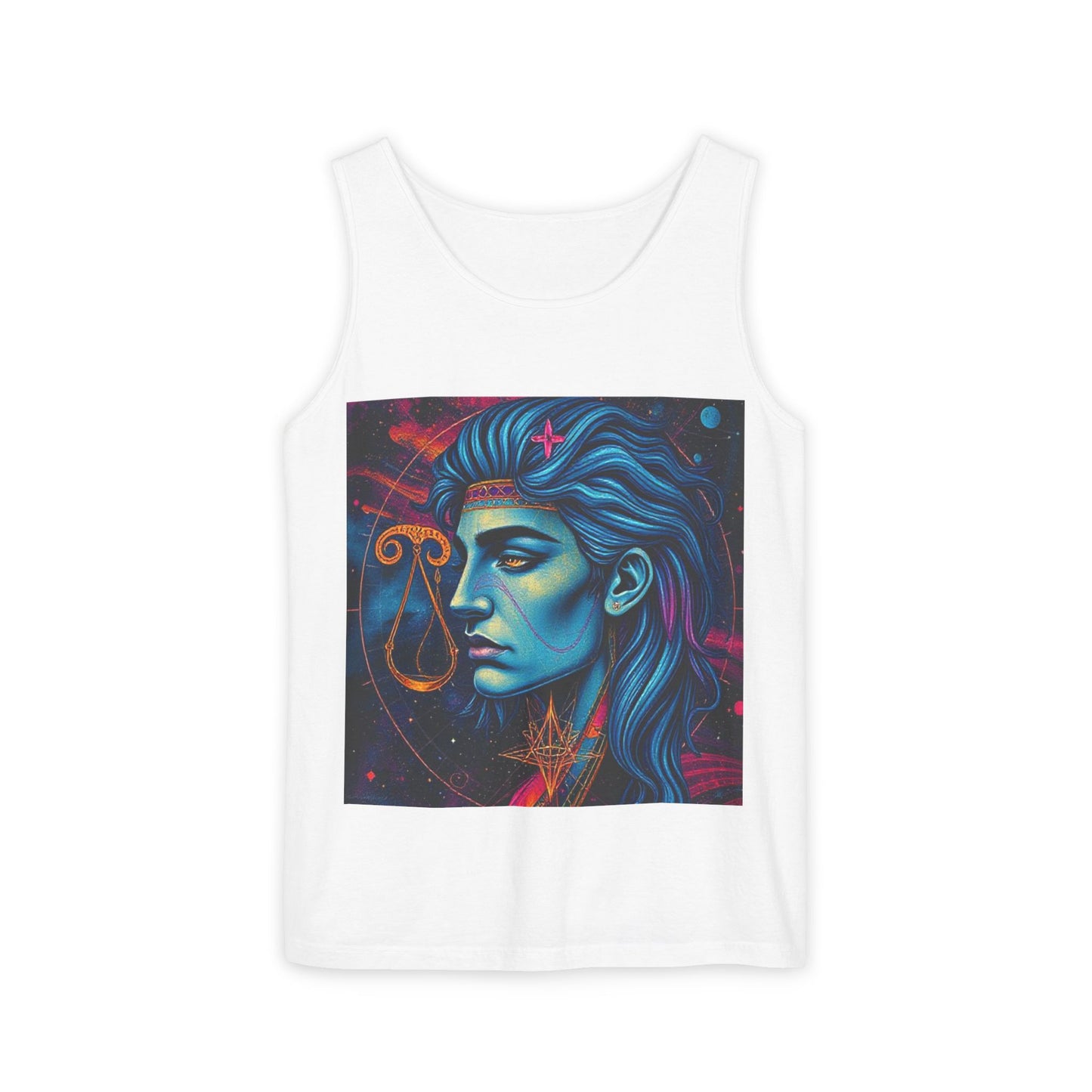 Unisex Garment-Dyed, Tank Top, Libra Design, Pop Art v1, 100% US cotton