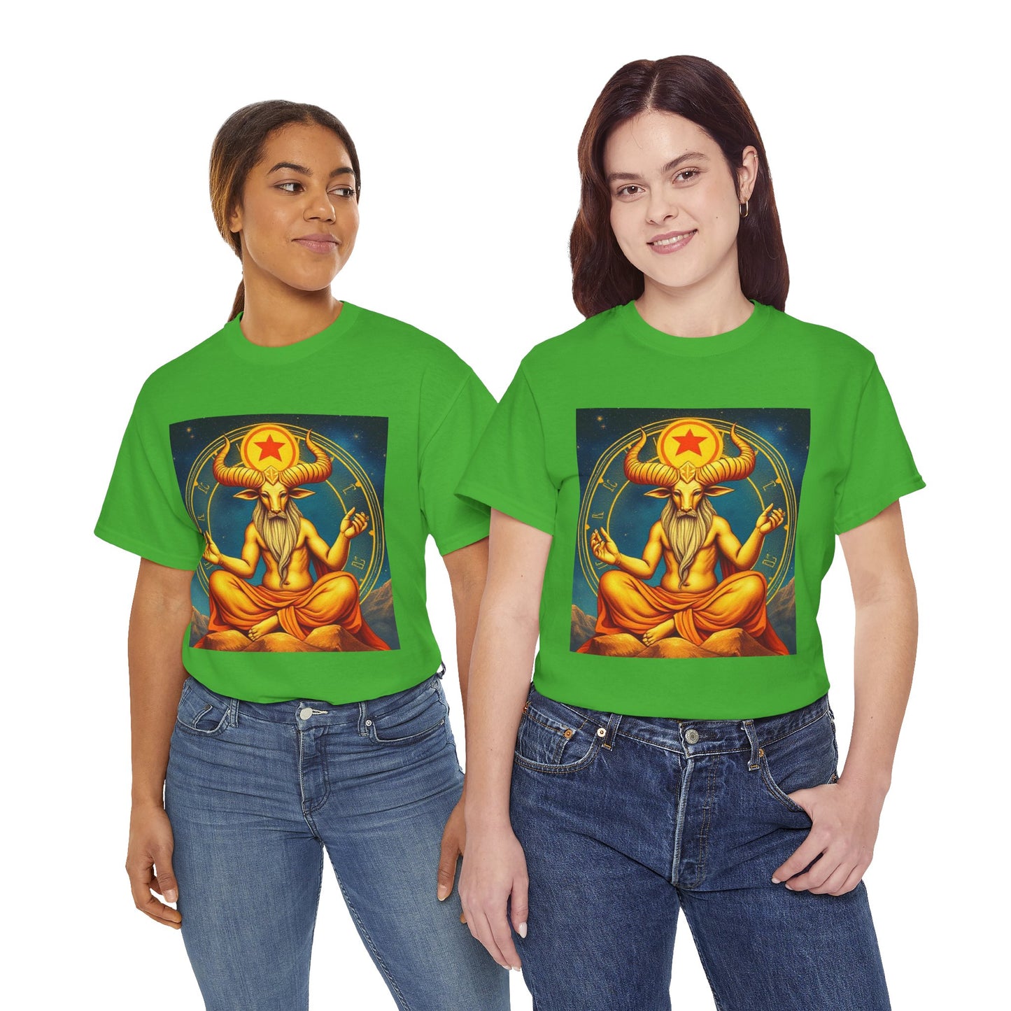 Unisex Heavy Cotton T-Shirt, Meditating Bull, Taurus Zodiac Design