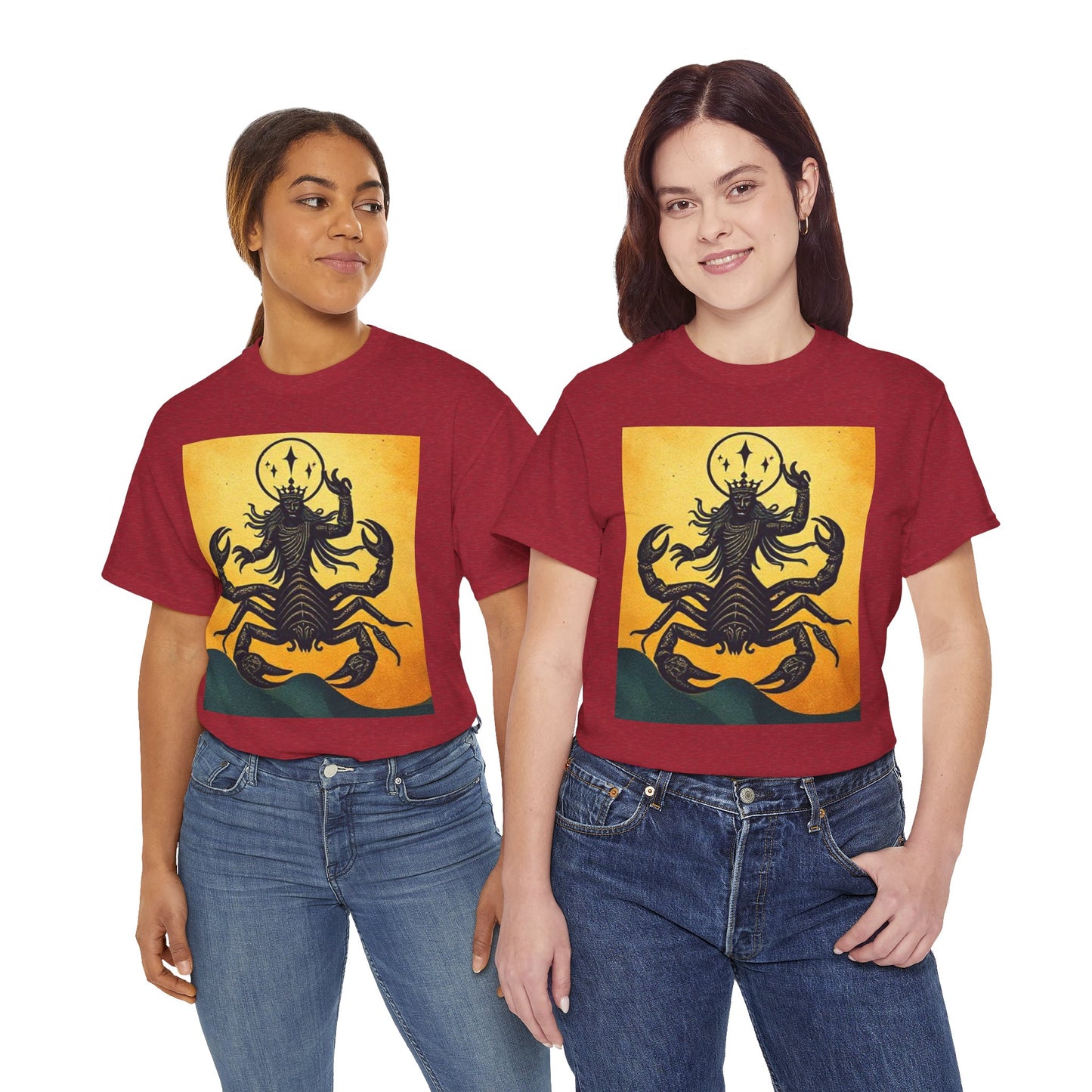 Unisex Heavy Cotton T-Shirt, Scorpion King, Print Art v1, Scorpio Zodiac Design