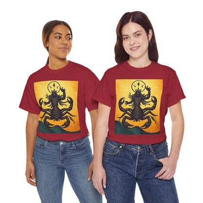 Unisex Heavy Cotton T-Shirt, Scorpion King, Print Art v1, Scorpio Zodiac Design
