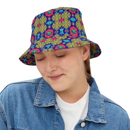 Bucket Hat, (AOP), Aquarius, Zodiac v1, Shape Pattern