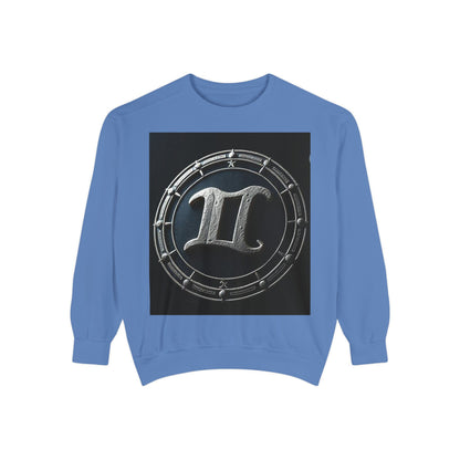 Garment-Dyed Sweatshirt, Unisex, Space Symbol Design v1, Gemini