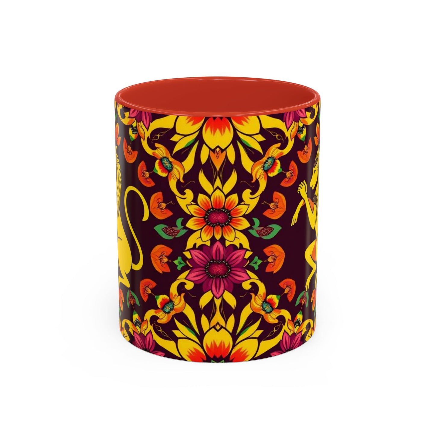 Accent Coffee Mug, Virgo, Zodiac v1. Flower Pattern, (11, 15oz)
