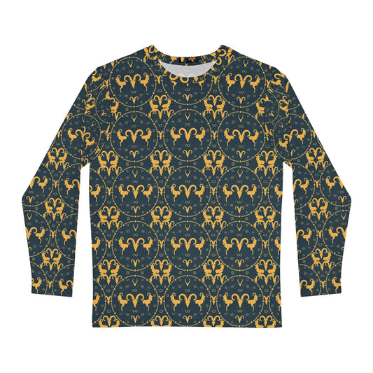 Men's Long Sleeve Shirt, (AOP), Aries, Zodiac v4, Pattern