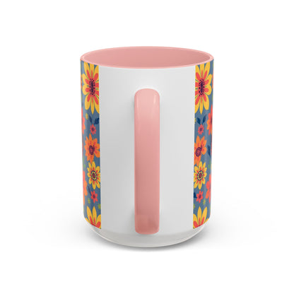Accent Coffee Mug, Cancer, Zodiac v1, Flower Pattern, (11, 15oz)