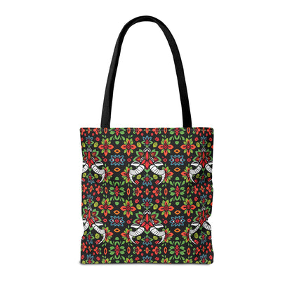 Tote Bag (AOP), Taurus, Zodiac v1, Flower Pattern