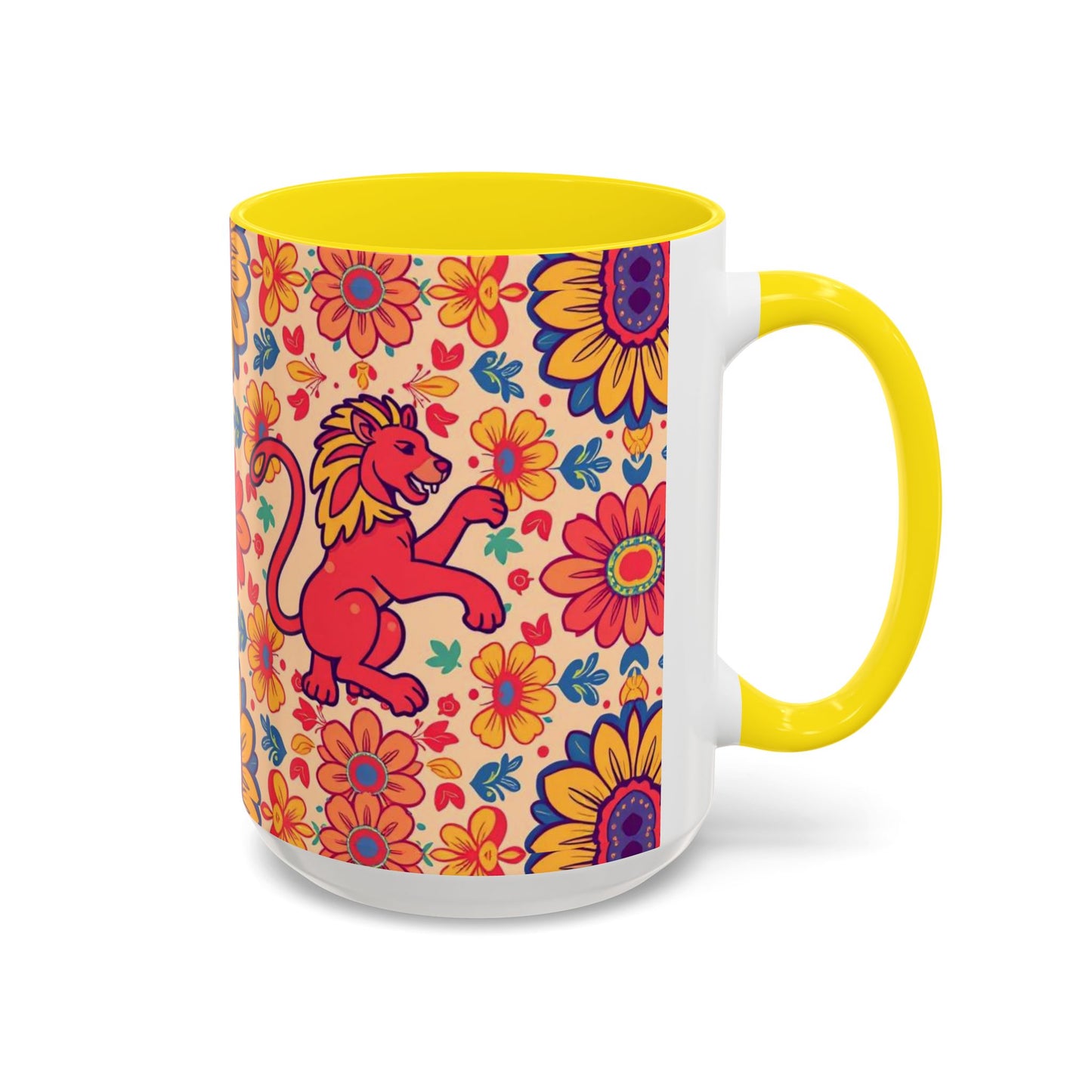 Accent Coffee Mug, Leo, Zodiac, Flower Pattern, (11, 15oz)