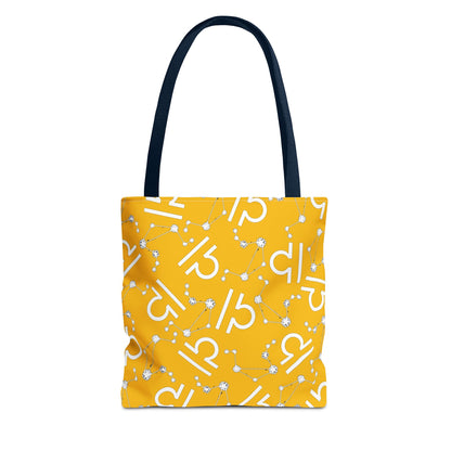 Tote Bag, Libra Zodiac Sign, AOP, (Yellow, White)