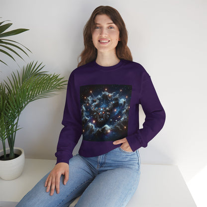 Unisex Heavy Blend™ Crewneck Sweatshirt, Space Bullhead, Taurus Zodiac Design