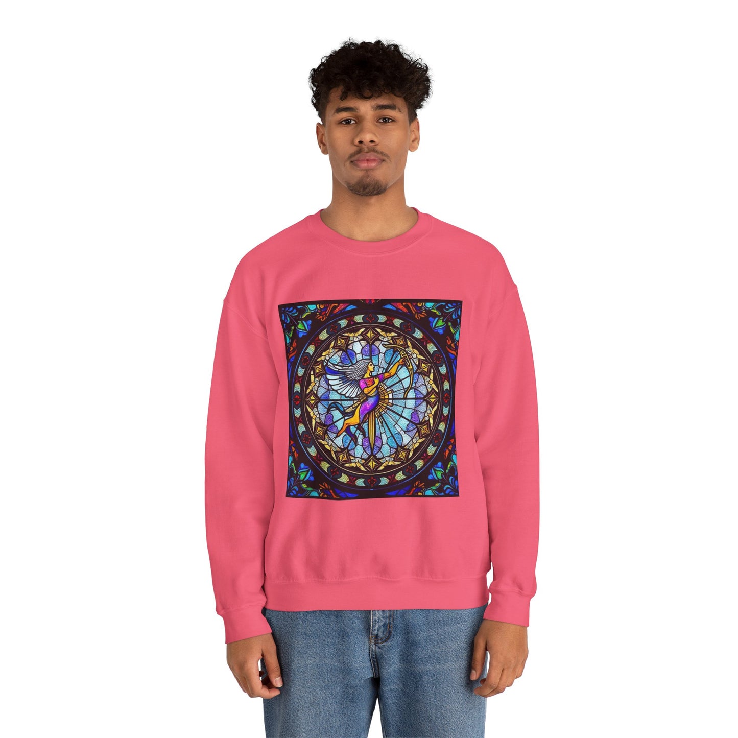 Unisex Heavy Blend™ Crewneck Sweatshirt, Glass, Sagittarius Zodiac Design
