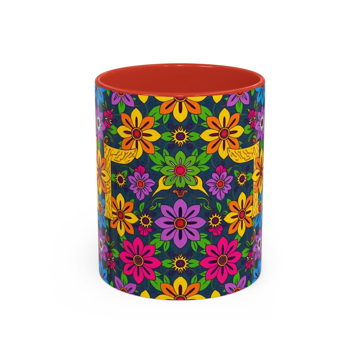 Accent Coffee Mug, Gemini, Zodiac v3, Flower Pattern, (11, 15oz)