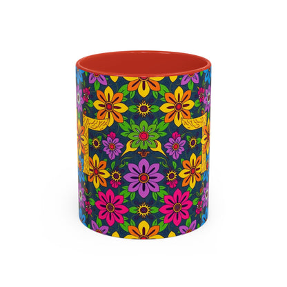 Accent Coffee Mug, Gemini, Zodiac v3, Flower Pattern, (11, 15oz)