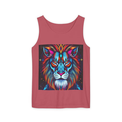 Unisex Garment-Dyed, Tank Top, Leo, Pop Art v1, 100% US cotton