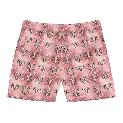 Men's Mid-Length Swim Shorts, (AOP), Aries, Zodiac v4, Bubble Pattern