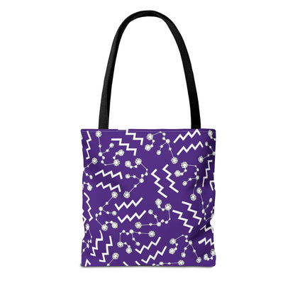 Tote Bag, Aquarius Zodiac Sign, AOP, (Purple, White)