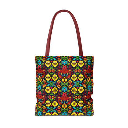Tote Bag, (AOP), Cancer, Zodiac v4, Flower Pattern