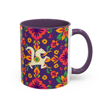 Accent Coffee Mug, Aquarius, Zodiac v2, Flower Pattern, (11, 15oz)
