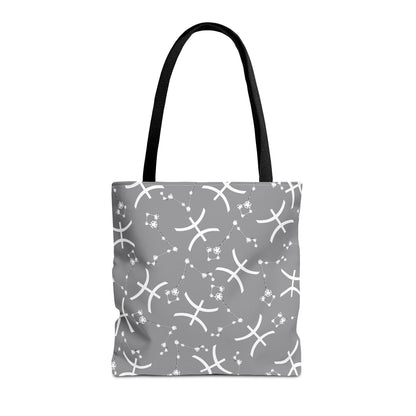 Tote Bag, Pisces Zodiac Sign, AOP, (Grey, White)