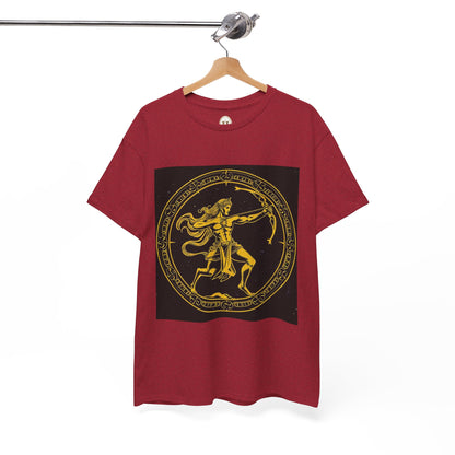 Unisex Heavy Cotton T-Shirt, Mythical Faun/Satyr, Sagittarius Zodiac Design