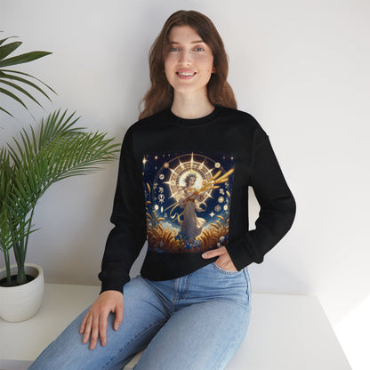 Unisex Heavy Blend™ Crewneck Sweatshirt, anime girl in wheat field, Virgo Zodiac Design