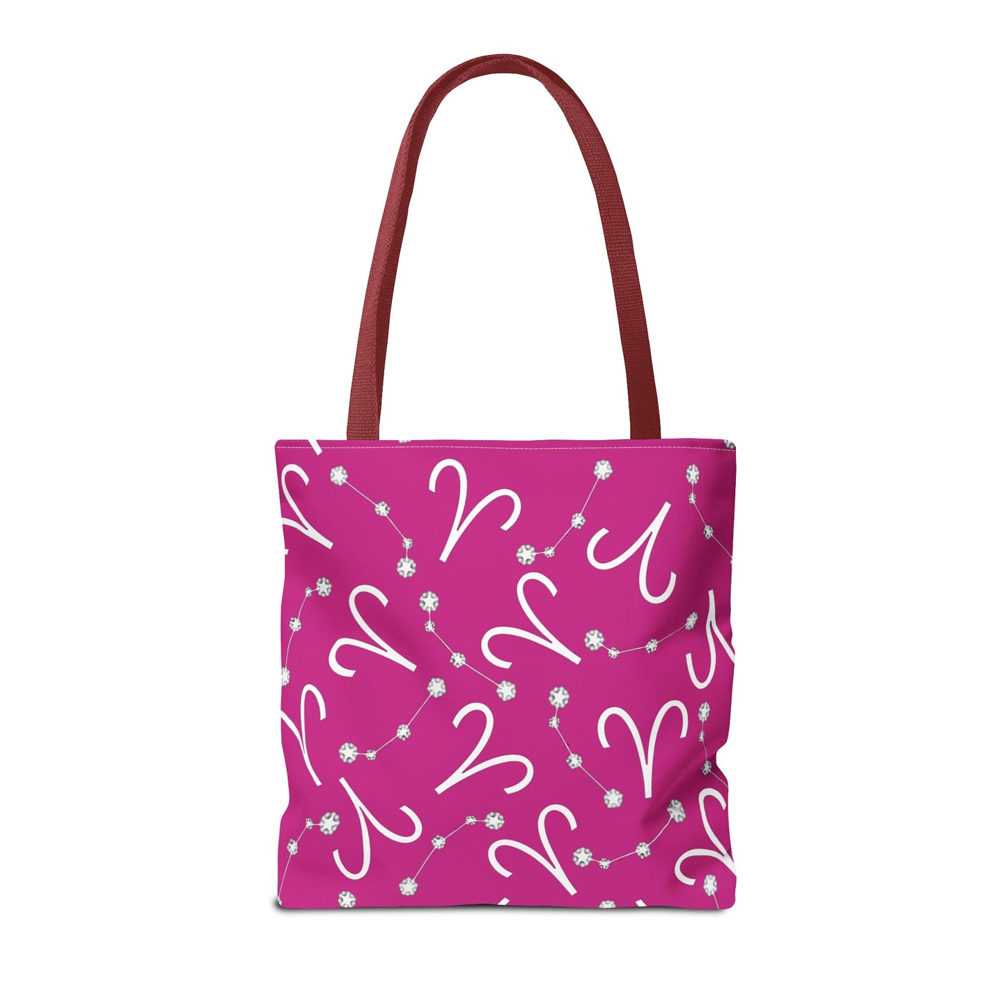 Tote Bag, Aries Zodiac Sign, AOP, (Pink, White)