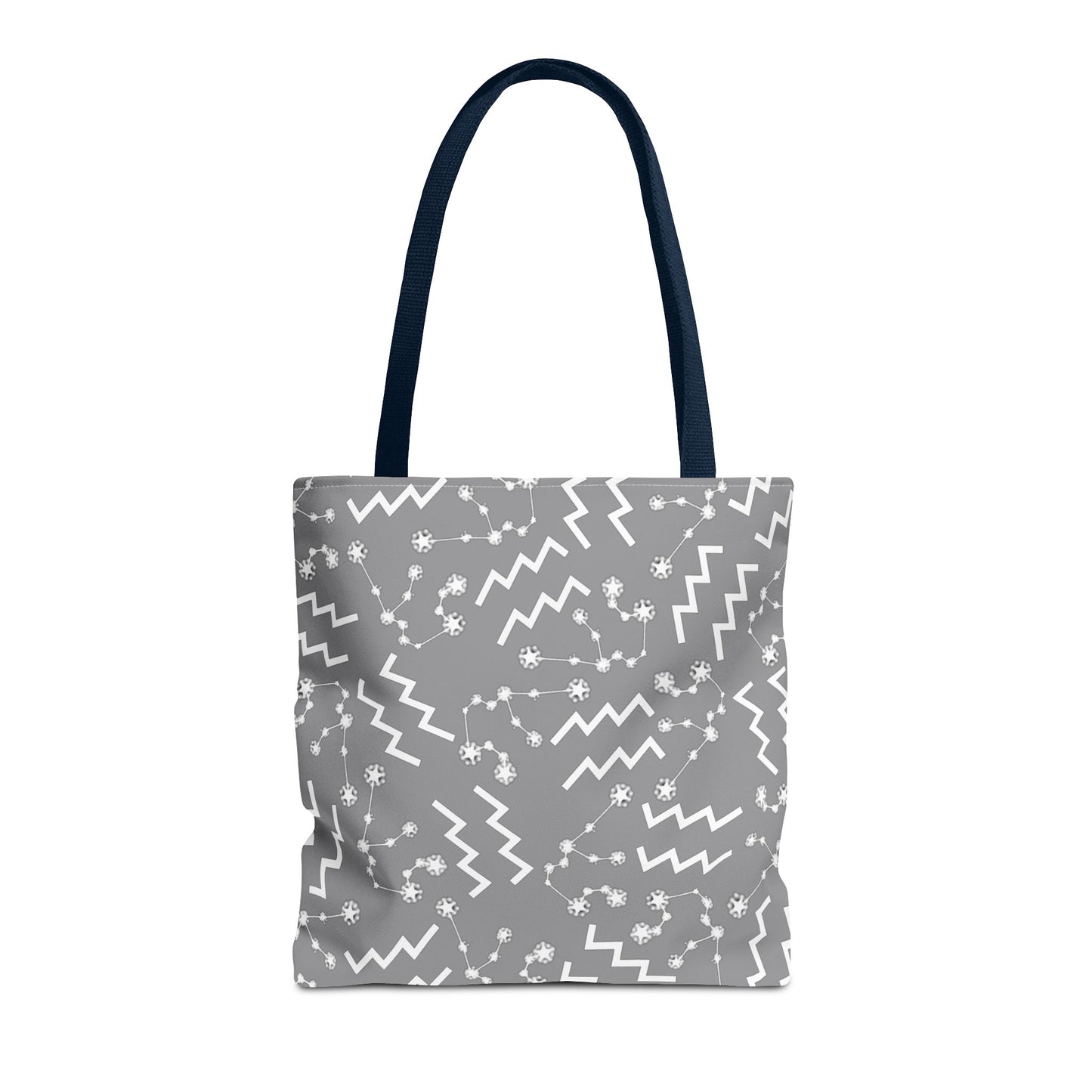 Tote Bag, Aquarius Zodiac Sign, AOP, (Grey, White)