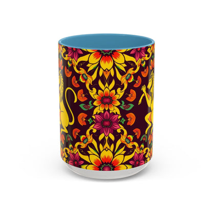 Accent Coffee Mug, Virgo, Zodiac v1. Flower Pattern, (11, 15oz)