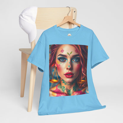 Unisex Heavy Cotton T-Shirt, Libra, Zodiac v1, Sexy Art