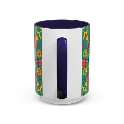 Accent Coffee Mug, Sagittarius, Zodiac. Flower Pattern, (11, 15oz)