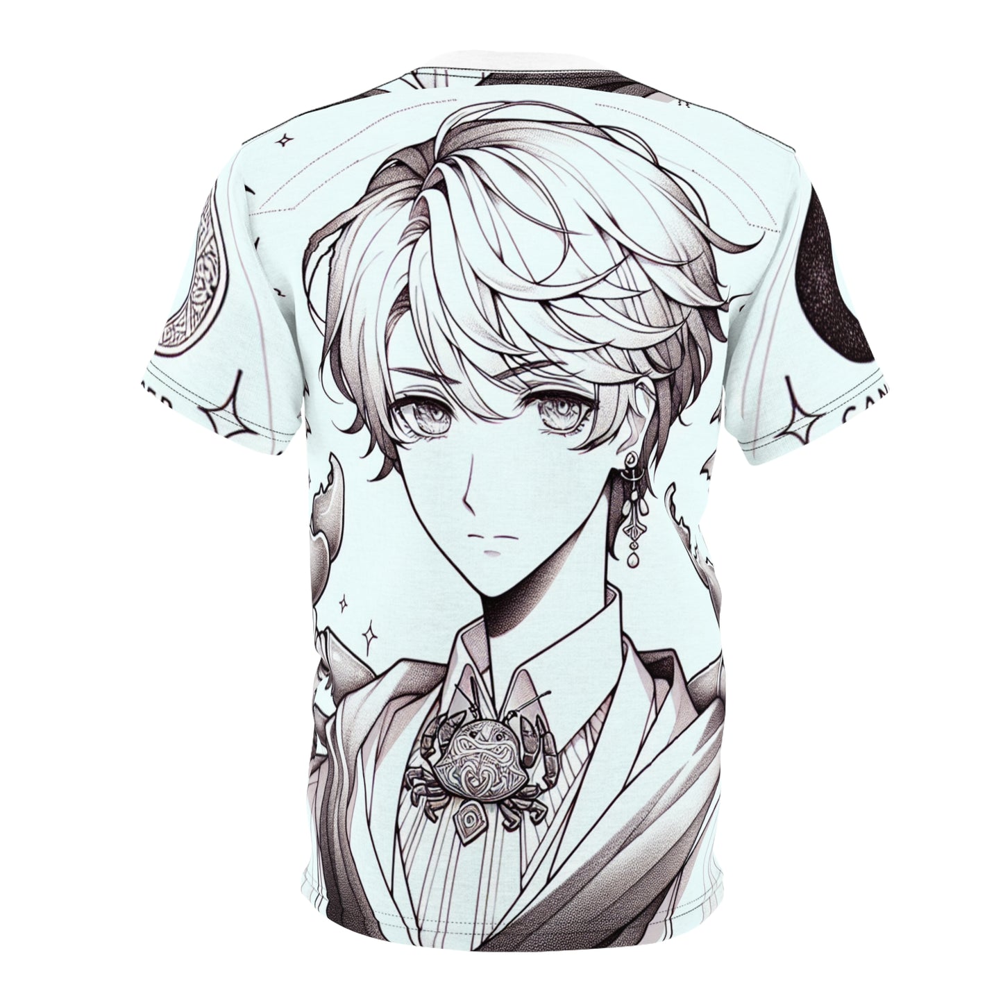 Unisex Cut & Sew T-Shirt (AOP), Anime Character, Cancer Zodiac Design, Regular fit, 100% Polyester