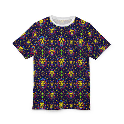 Unisex Cut & Sew T-Shirt, (AOP), Leo, Zodiac v1, Jewels Pattern