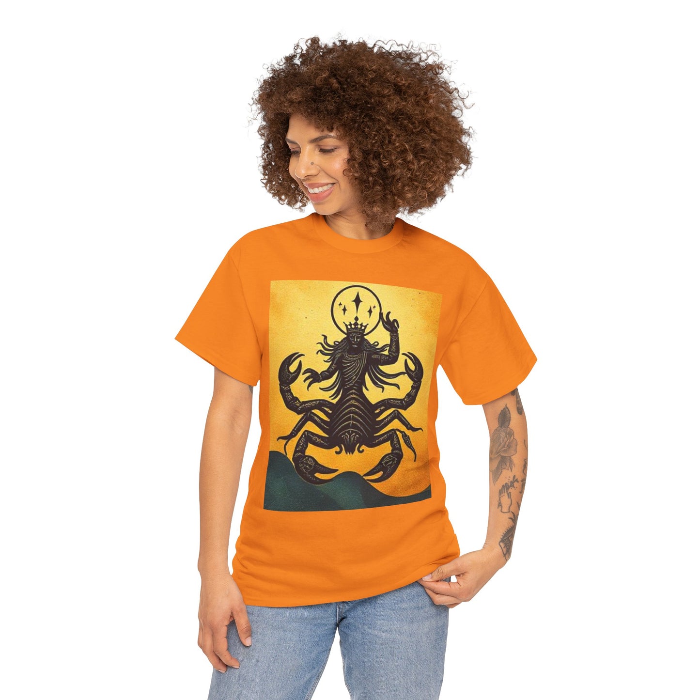 Unisex Heavy Cotton T-Shirt, Scorpion King, Print Art, Scorpio Zodiac Design