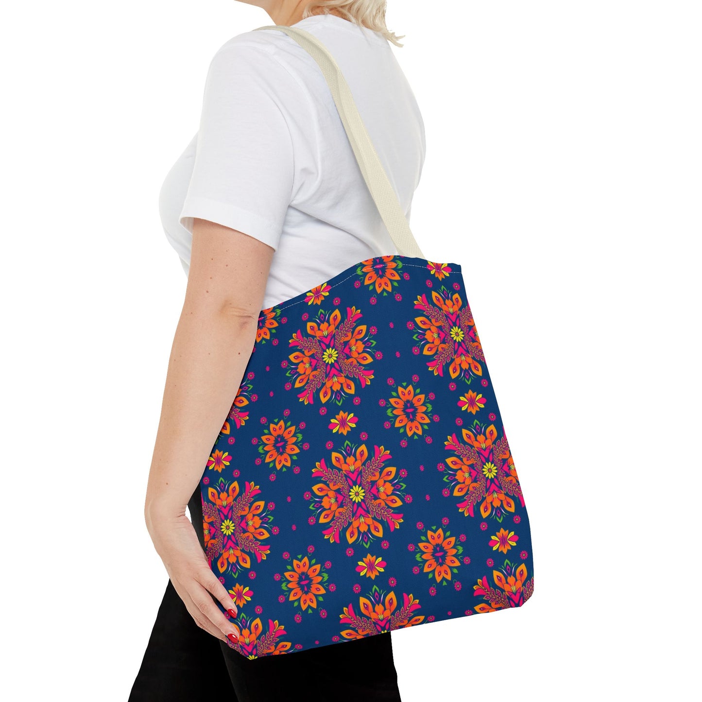Tote Bag (AOP), Gemini, Zodiac v2, Flower Pattern