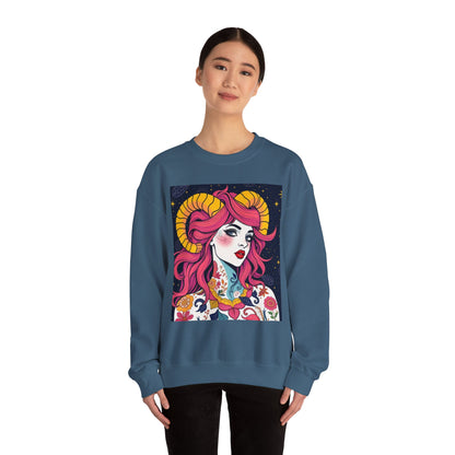 Unisex Heavy Blend™ Crewneck Sweatshirt, Aries, Zodiac, Sexy Pattern