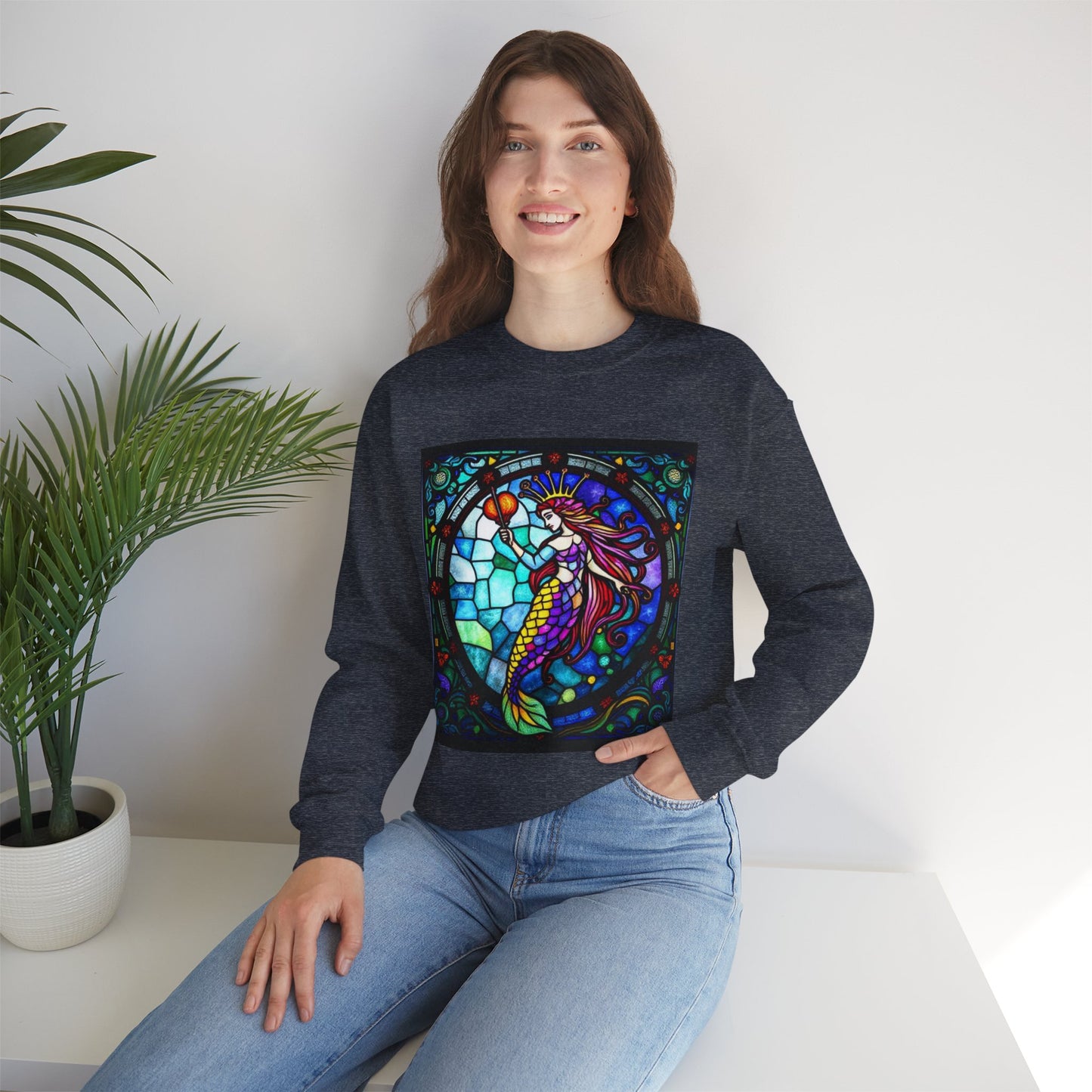 Unisex Heavy Blend™ Crewneck Sweatshirt, Glass, Aquarius Zodiac Design