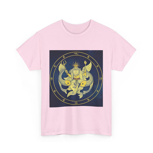 Unisex Heavy Cotton T-Shirt, King of Pisces, Zodiac Design