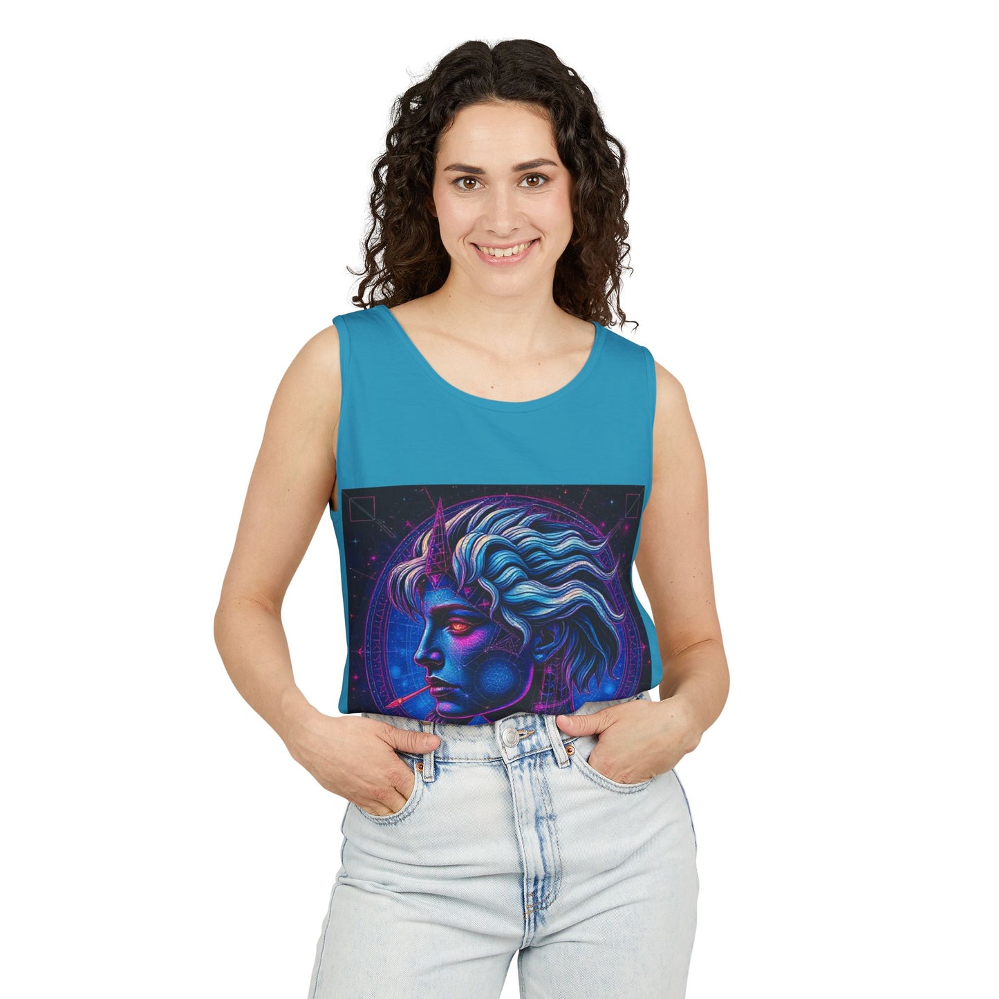 Unisex Garment-Dyed, Tank Top, Gemini, Pop Art v1, 100% US cotton