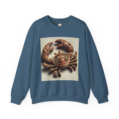 Unisex Heavy Blend™ Crewneck Sweatshirt, Crab Artifact, Cancer Zodiac Design