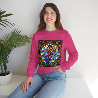 Unisex Heavy Blend™ Crewneck Sweatshirt, Glass, Leo Zodiac Design