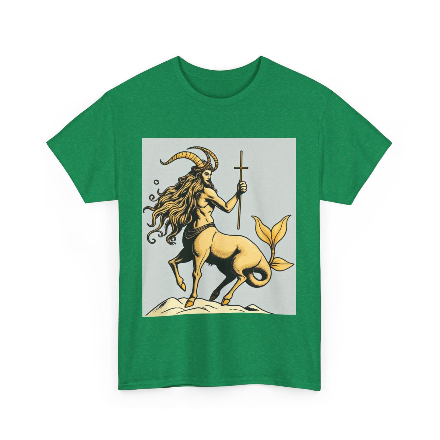 Unisex Heavy Cotton T-Shirt, Capricorn God v2, Zodiac Design