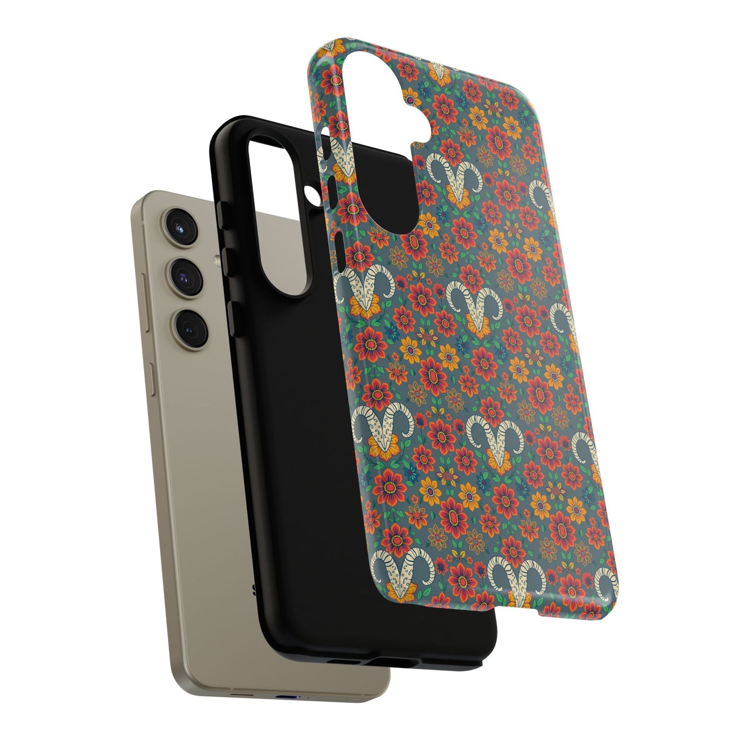 Tough Cases, Aries, Zodiac v3, Flower Pattern