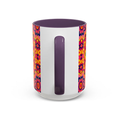 Accent Coffee Mug, Pisces, Zodiac v1, Flower Pattern, (11, 15oz)