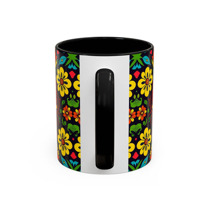 Accent Coffee Mug, Cancer, Zodiac v2, Flower Pattern, (11, 15oz)