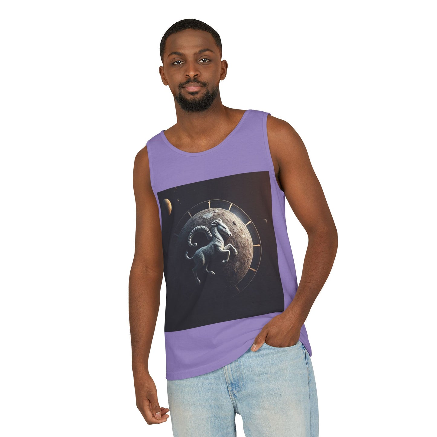 Unisex Garment-Dyed, Tank Top, Aries Design, Planet Animal, 100% Ringspun US cotton