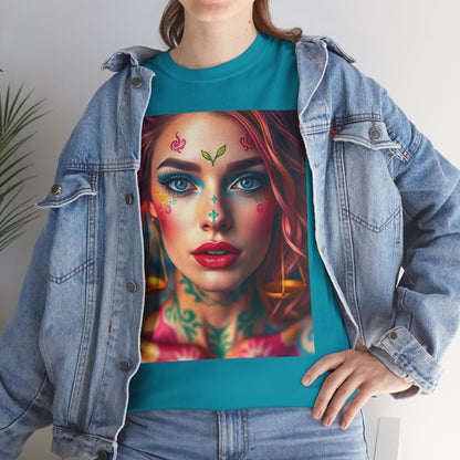 Unisex Heavy Cotton T-Shirt, Libra, Zodiac v1, Sexy Art