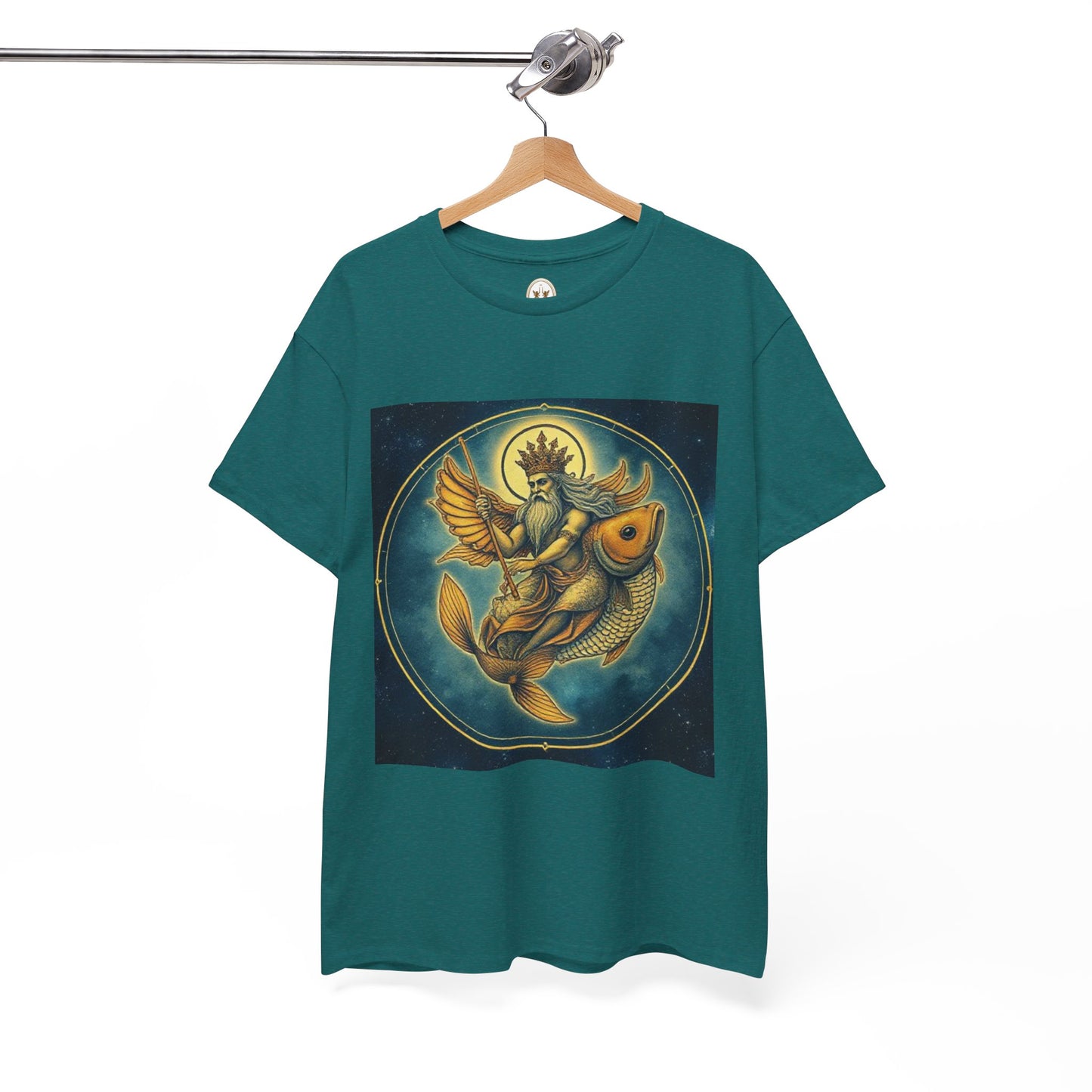 Unisex Heavy Cotton T-Shirt, Pisces King v1, Zodiac Design